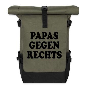 Papas gegen rechts - Rolltop Rucksack - Olive/Schwarz - Vorne