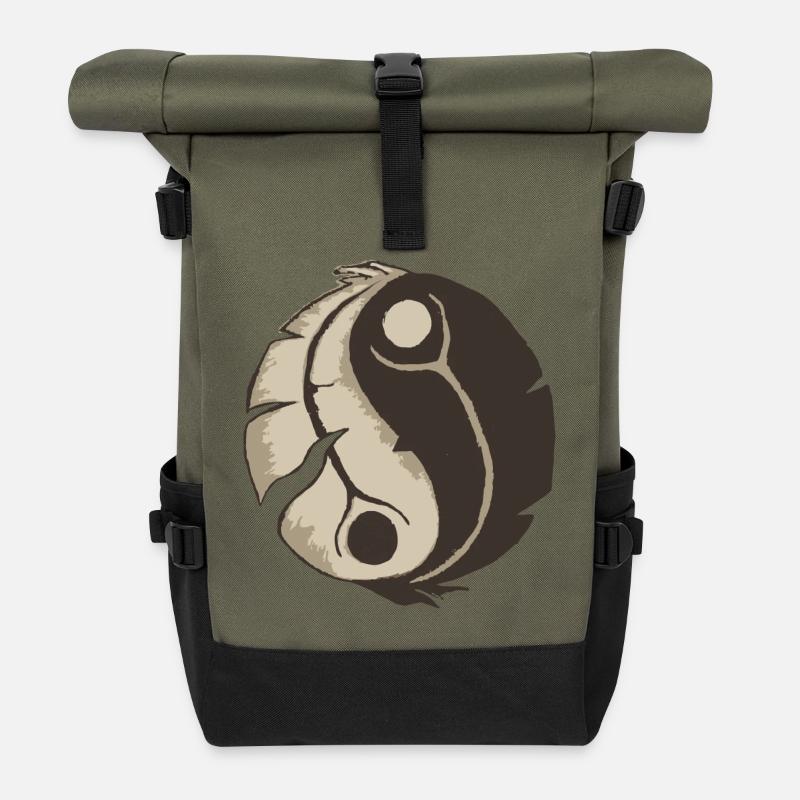 Ying Yang - Sac à dos roll top - olive/noir