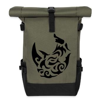 Nashorn Nashorn Nashorn 19 Stammes - Rolltop Rucksack - Olive/Schwarz - Vorne