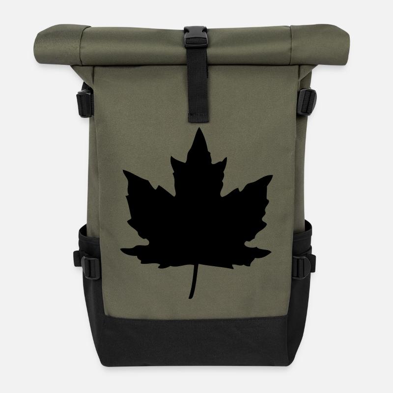 Feuille Erable - Sac à dos roll top - olive/noir