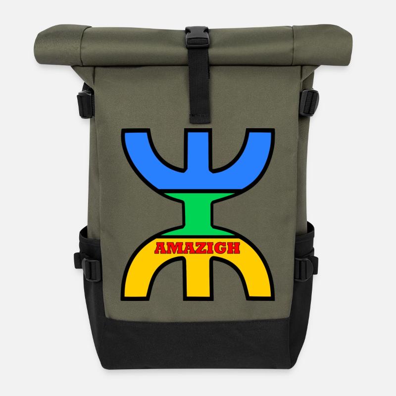 Drapeau amazigh - Sac à dos roll top - olive/noir
