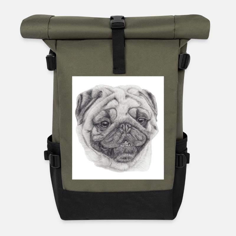 Aimant autocollant carlin - Sac à dos roll top - olive/noir
