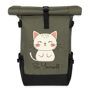 Chat Être Soi-même Amour Motivation - Sac à dos roll top - olive/noir - Devant