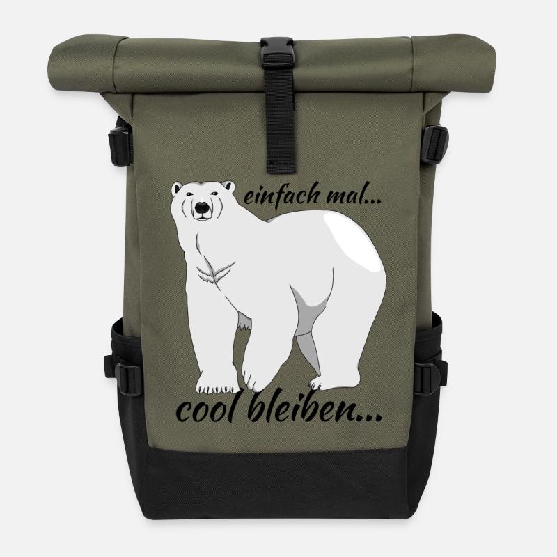 Eisbär "einfach mal cool bleiben..." - Rolltop Rucksack - Olive/Schwarz