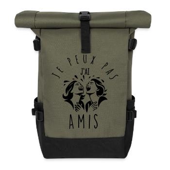 Ich kann nicht, ich habe Freunde. - Rolltop Rucksack - Olive/Schwarz - Vorne