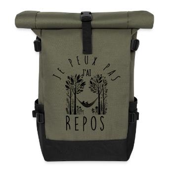 Ich kann nicht, ich ruhe mich aus. - Rolltop Rucksack - Olive/Schwarz - Vorne