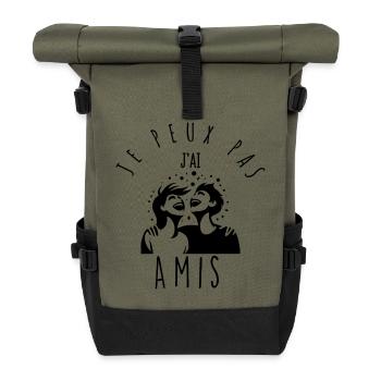Ich kann nicht, ich habe Freunde. - Rolltop Rucksack - Olive/Schwarz - Vorne