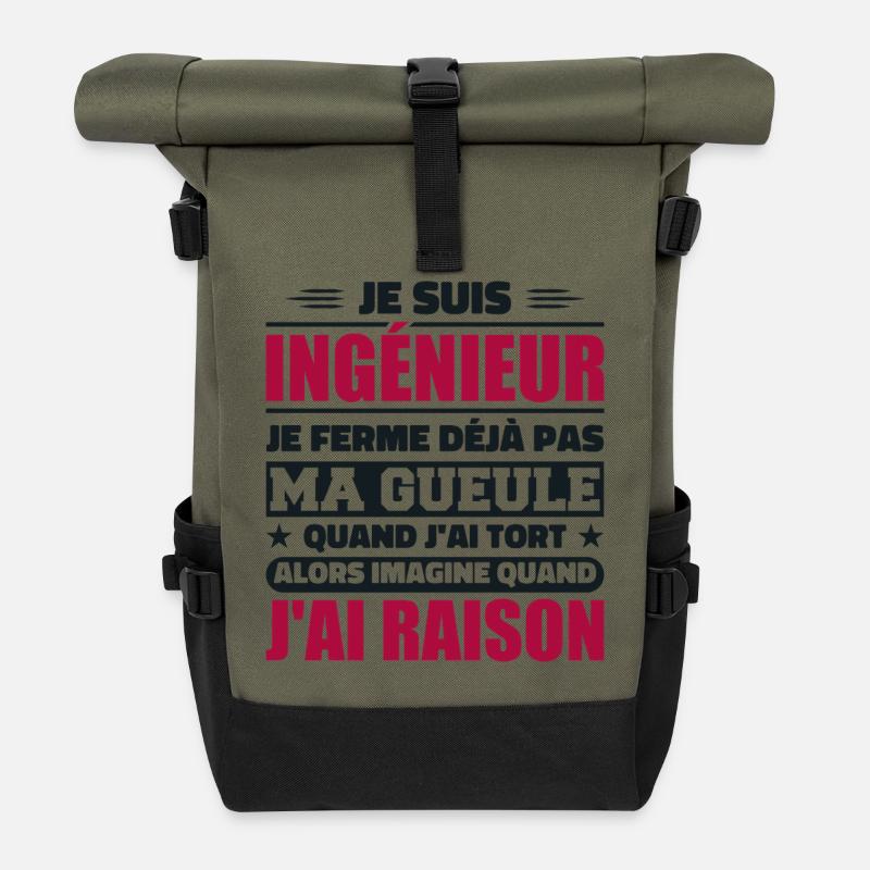 Ingenieur Humor Geschenk Student Ingenieur - Rolltop Rucksack - Olive/Schwarz