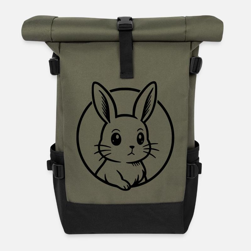 Kaninchen - Rolltop Rucksack - Olive/Schwarz