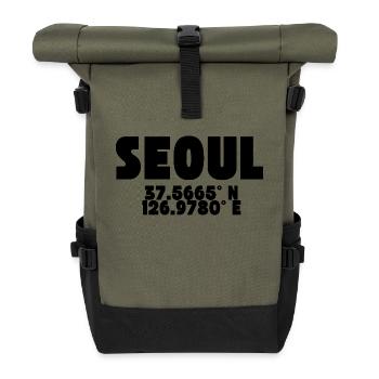 Seoul - Design with coordinates - Roll Top Backpack - olive/black - Front