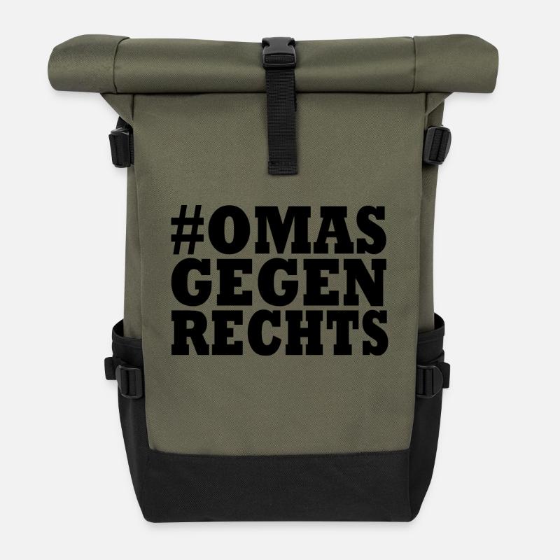 Omas gegen rechts - Rolltop Rucksack - Olive/Schwarz
