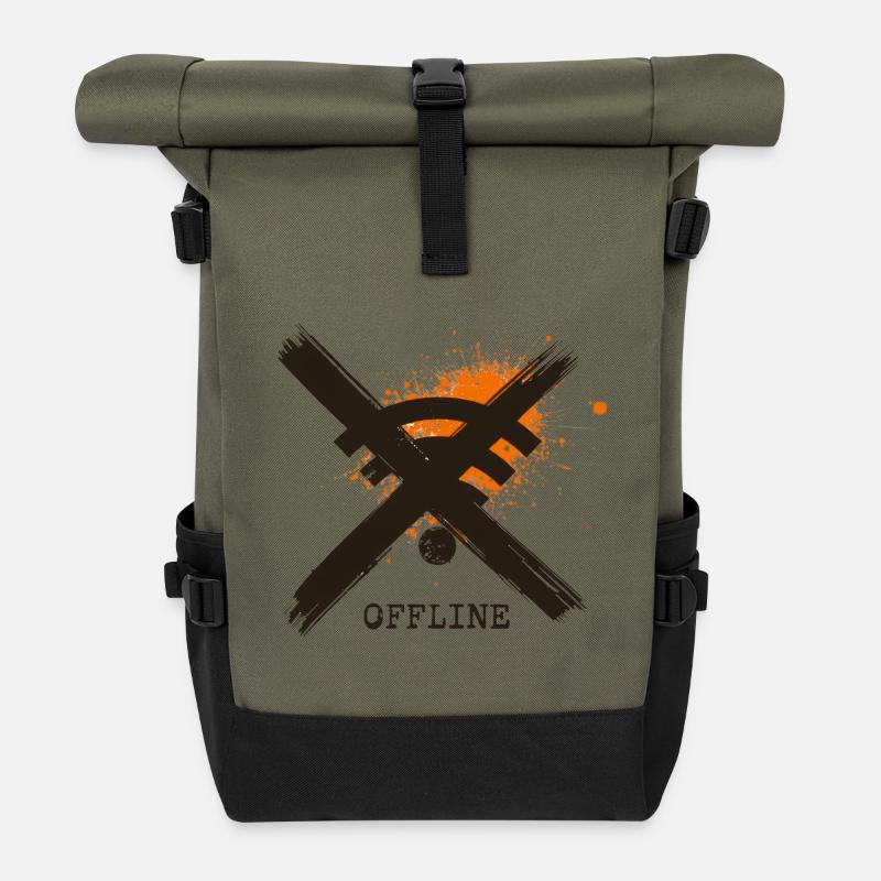 Chronically Offline - Digital Detox Art by Free Ar - Rolltop Rucksack - Olive/Schwarz