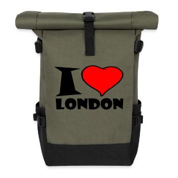 Londres - J'aime Londres - Sac à dos roll top - olive/noir - Devant