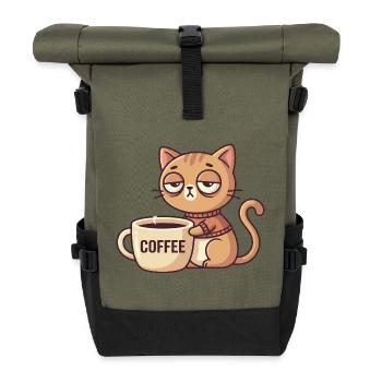 Kätzchen Kaffee Charm - Rolltop Rucksack - Olive/Schwarz - Vorne