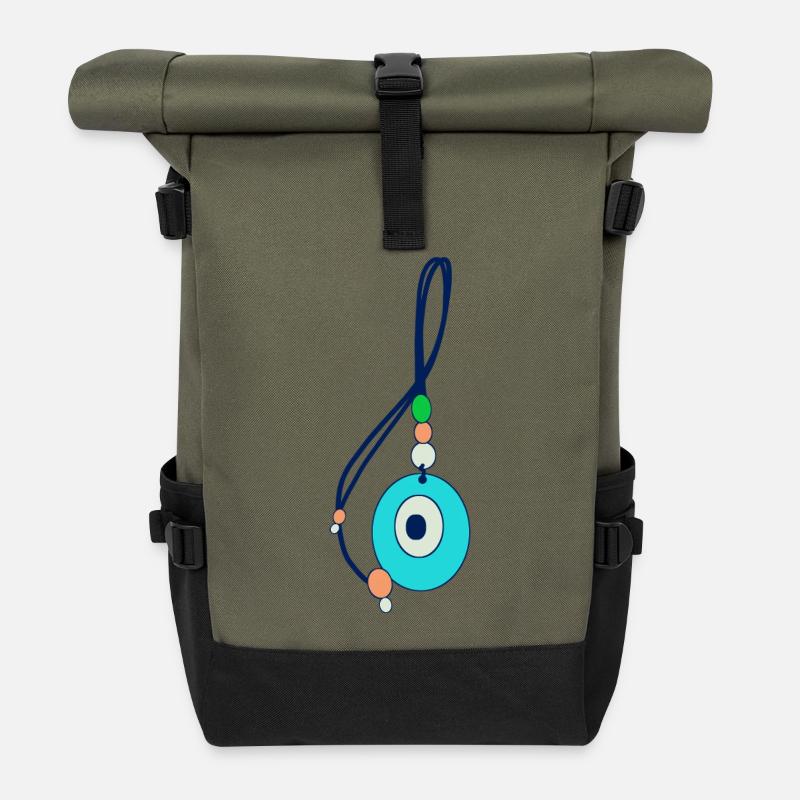 Amulette Nazar Mauvais Yeux - Sac à dos roll top - olive/noir