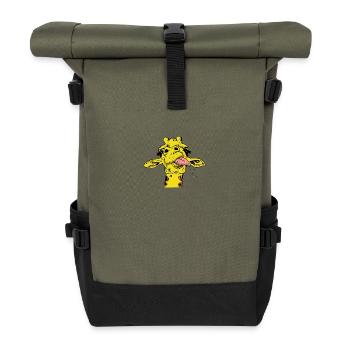 Giraffe Giraffen Wildtiere Afrika Serengeti Safari - Rolltop Rucksack - Olive/Schwarz - Vorne
