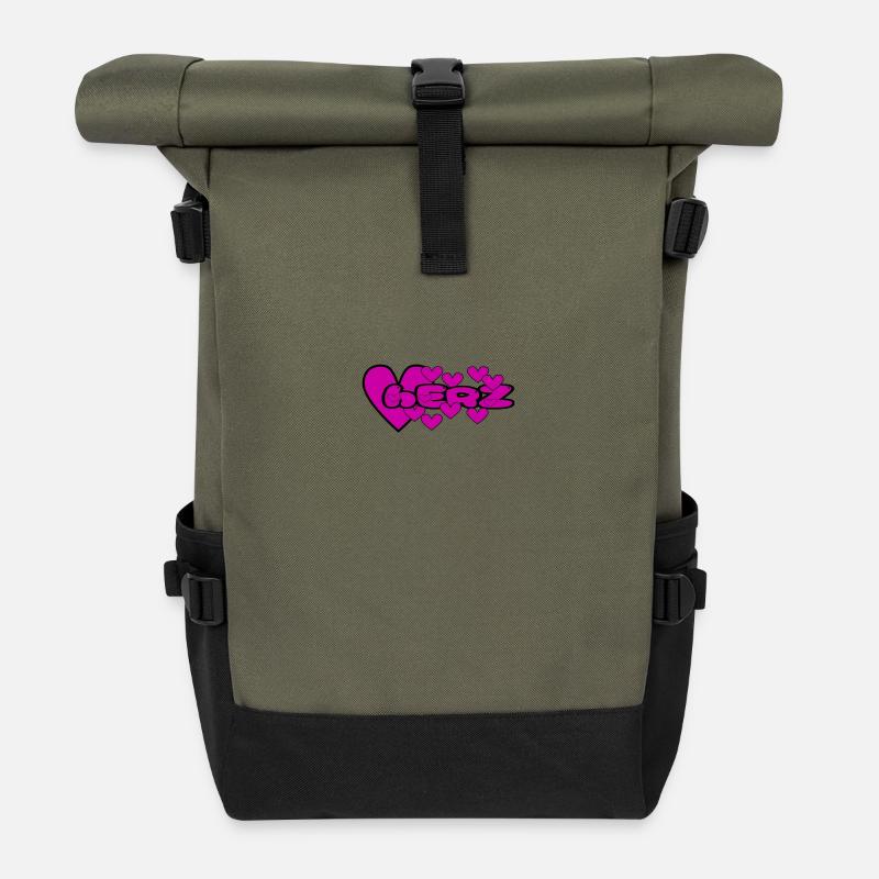 Herz - Rolltop Rucksack - Olive/Schwarz