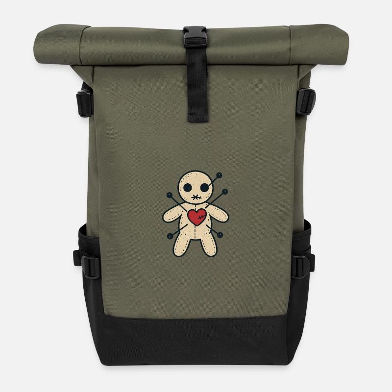 Poupée Voodoo Heart Stitch - Sac à dos roll top - olive/noir
