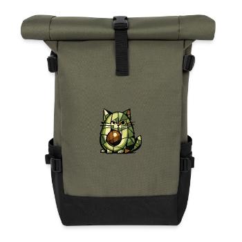 AvoCat-Kubismus-Version - Rolltop Rucksack - Olive/Schwarz - Vorne