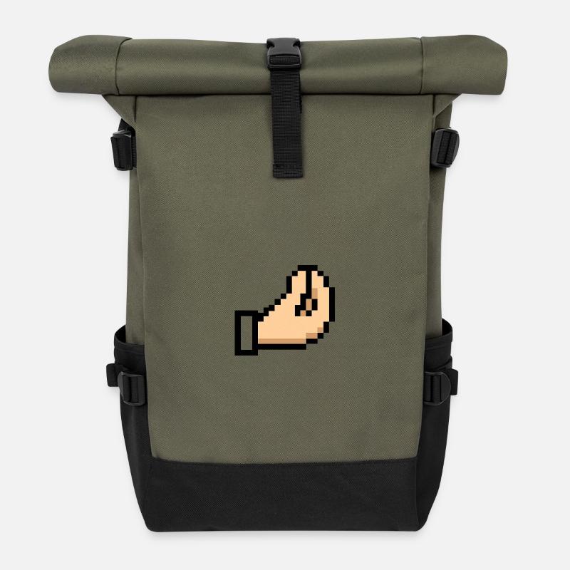 Pixel Hand Cursor Design Italia - Rolltop Rucksack - Olive/Schwarz
