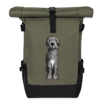 Sweet Irish wolfhound - cartoon - comic - funny - Roll Top Backpack - olive/black - Front