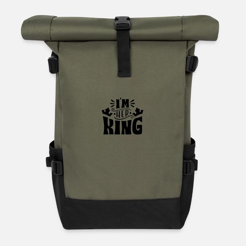 King Design King und Queen 1 - Rolltop Rucksack - Olive/Schwarz
