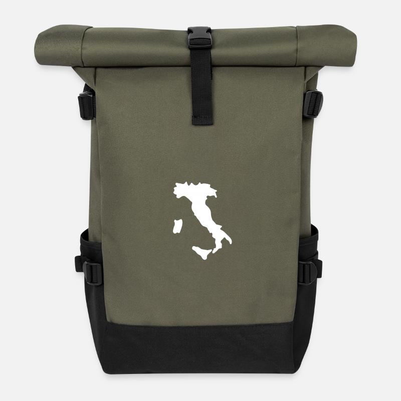 Italian Contour Silhouette - Roll Top Backpack - olive/black