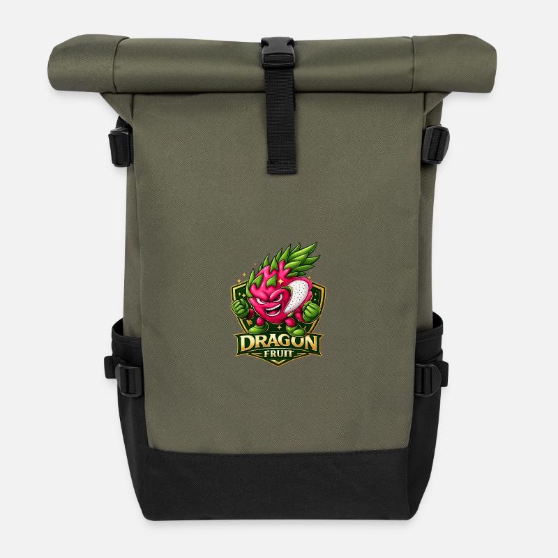 Drachenfrucht-Energetisches Maskottchen - Rolltop Rucksack - Olive/Schwarz