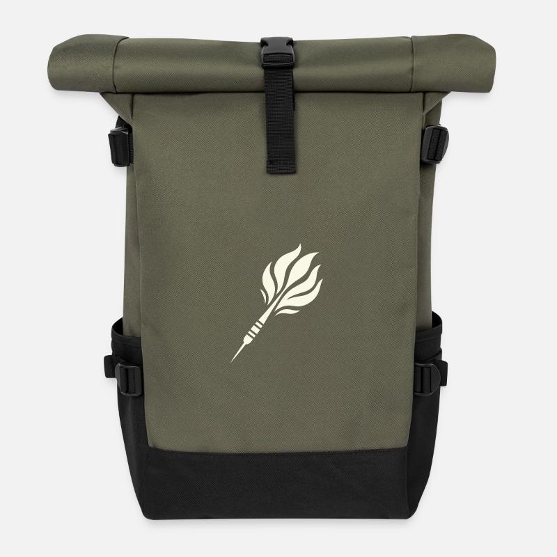 Dartpfeil Flammen-Design - Rolltop Rucksack - Olive/Schwarz