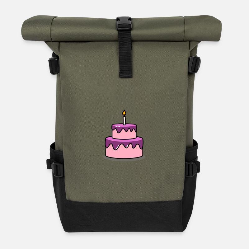 Geburtstagstorte Geburtstag - Rolltop Rucksack - Olive/Schwarz