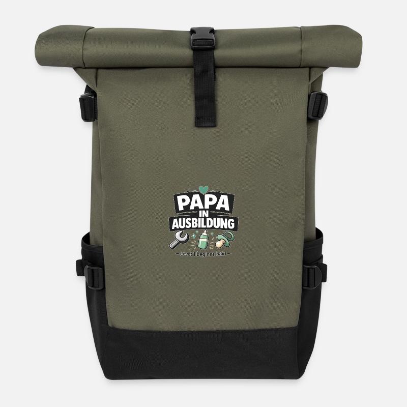 Papa en formation niveau 1 - Sac à dos roll top - olive/noir