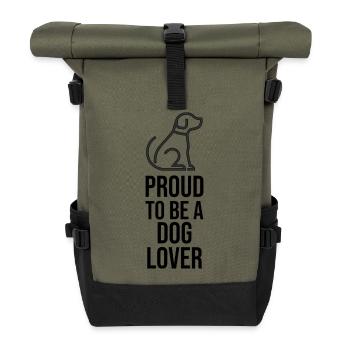 Stolz darauf, ein Hundeliebhaber zu sein – Minimalistische Strichkunst-Ikone - Rolltop Rucksack - Olive/Schwarz - Vorne
