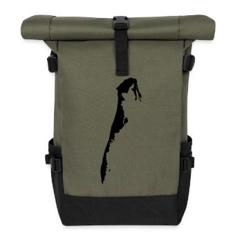 Hiddensee-Karte - Rolltop Rucksack - Olive/Schwarz - Vorne