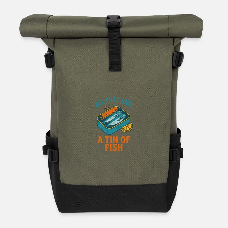 Retro Sardine Slice – Summer Pop - Rolltop Rucksack - Olive/Schwarz