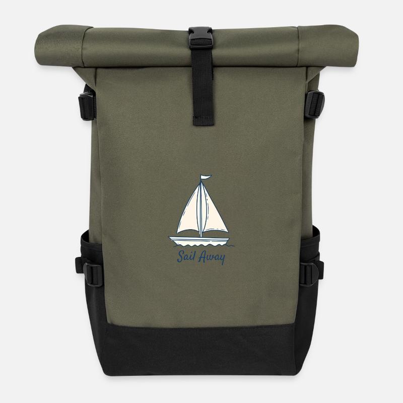 Voilier Ocean Conception minimale - Sac à dos roll top - olive/noir