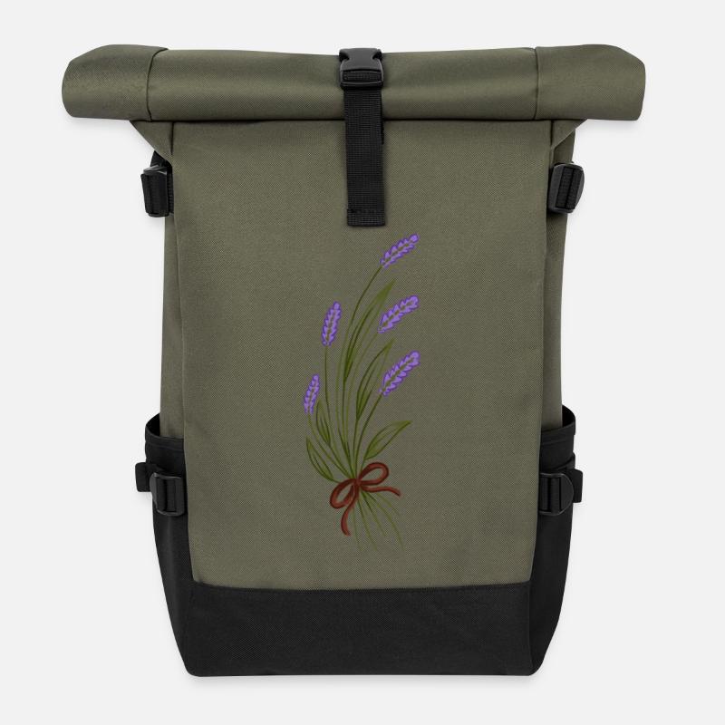 Lavendelstrauß - Rolltop Rucksack - Olive/Schwarz