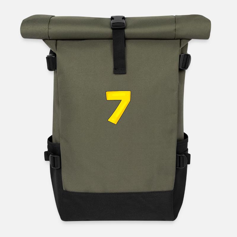 Numéro 7 - Nombre 7 - Sac à dos roll top - olive/noir
