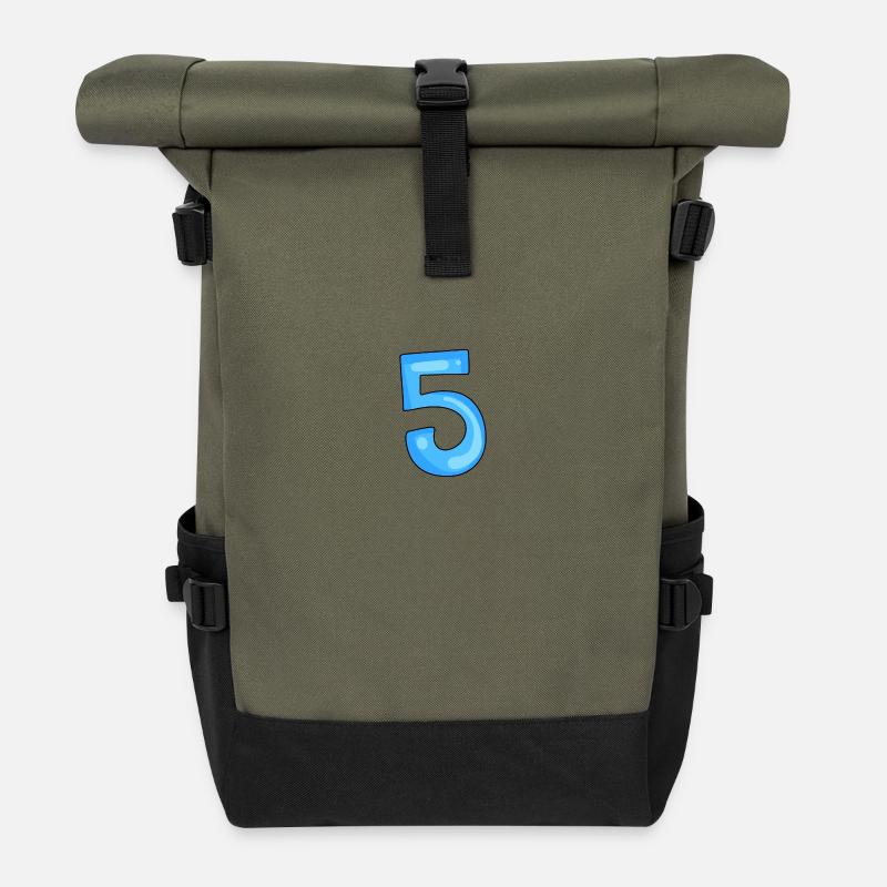5 Blau - Rolltop Rucksack - Olive/Schwarz