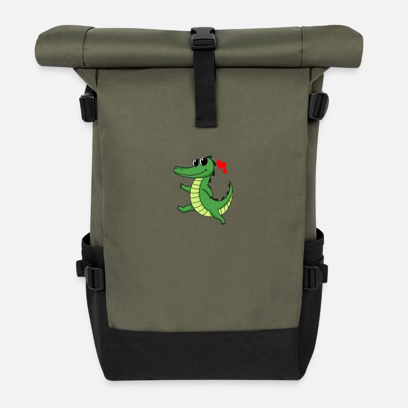 Crocodile - Sac à dos roll top - olive/noir