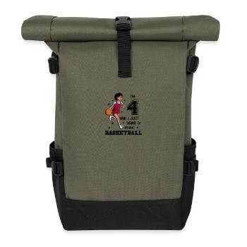 Girl plays basketball - I'm 4 - Roll Top Backpack - olive/black - Front