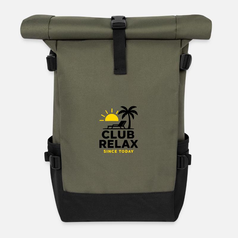 Sonnenaufgang mit Motivationsbotschaft - Rolltop Rucksack - Olive/Schwarz