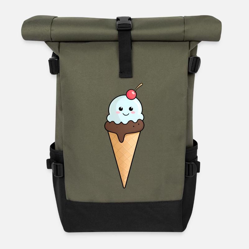 Kuscheliges Eis mit Kirsche - Roll Top Backpack - olive/black
