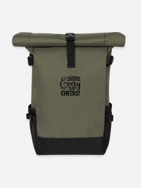 Genieße jeden Schluck Prost - Rolltop Rucksack - Olive/Schwarz