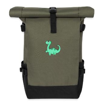 Motif de dinosaure - Sac à dos roll top - olive/noir - Devant
