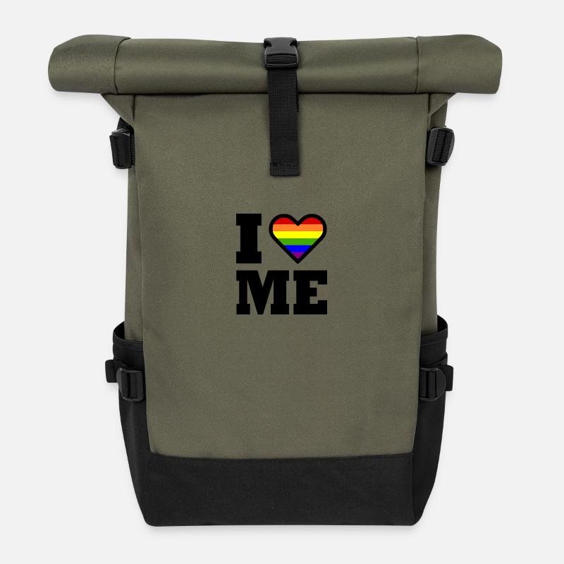 I love me - Rolltop Rucksack - Olive/Schwarz