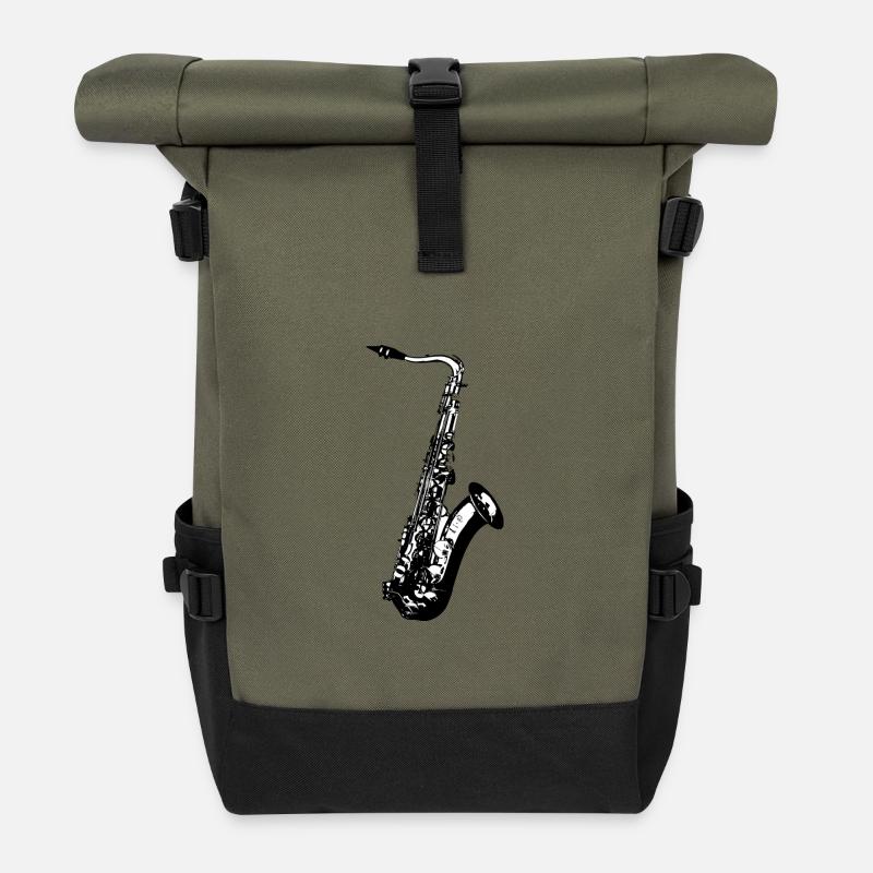 Saxophon Jazz Musik Geschenk - Rolltop Rucksack - Olive/Schwarz