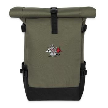 Halloween Ratte Engel Teufel spirituell Okkult - Rolltop Rucksack - Olive/Schwarz - Vorne