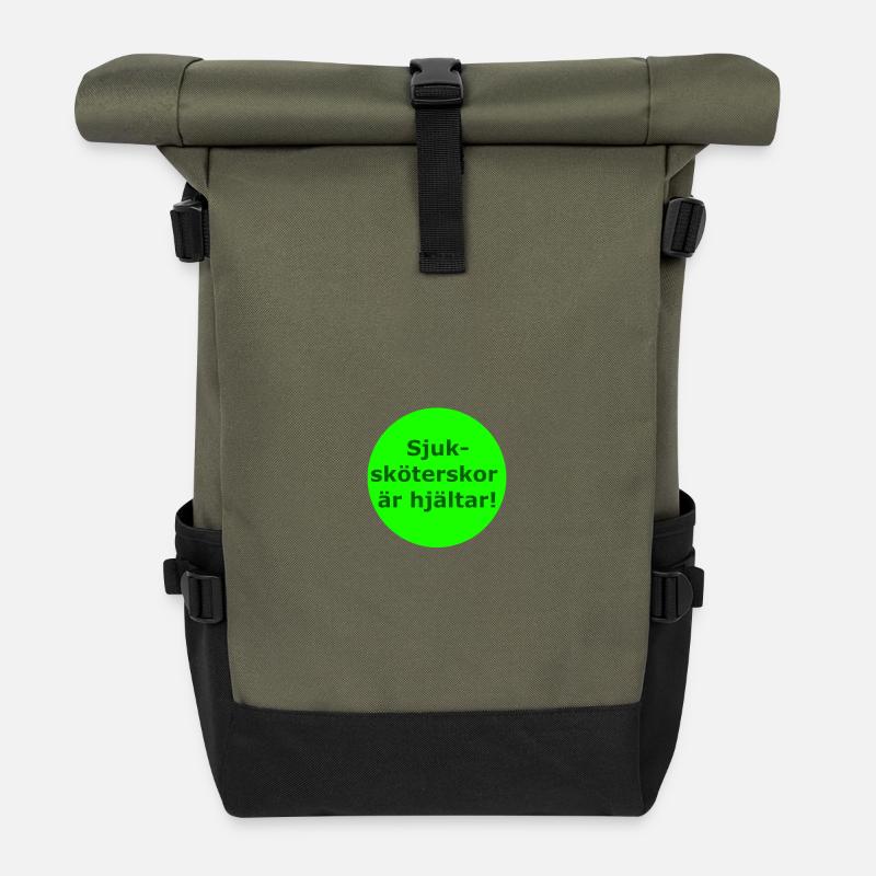 Krankenschwestern sind Helden! (Grüner Kreis) - Rolltop Rucksack - Olive/Schwarz