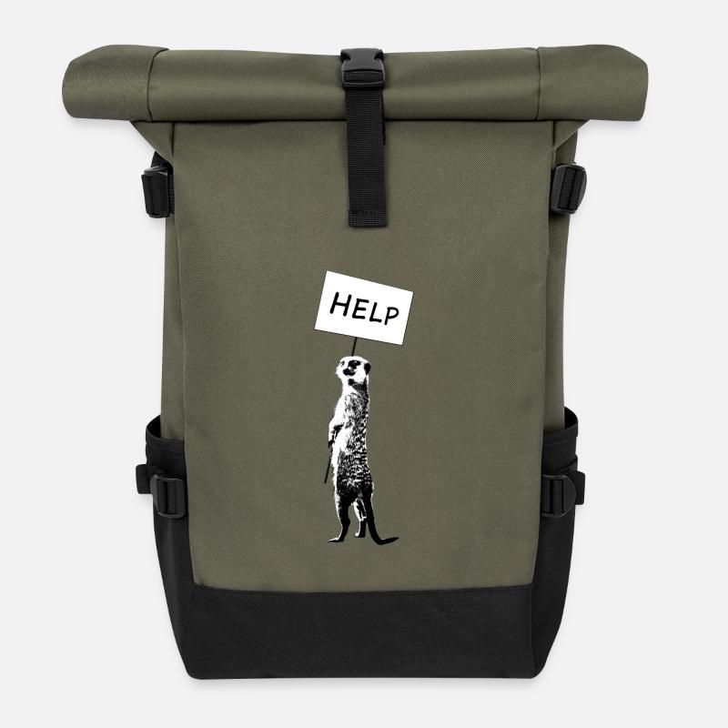 Suricate / Suricate / Aide / Sauvez la planète - Sac à dos roll top - olive/noir
