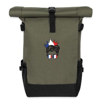 French Girl France Girl French France Women - Roll Top Backpack - olive/black - Front